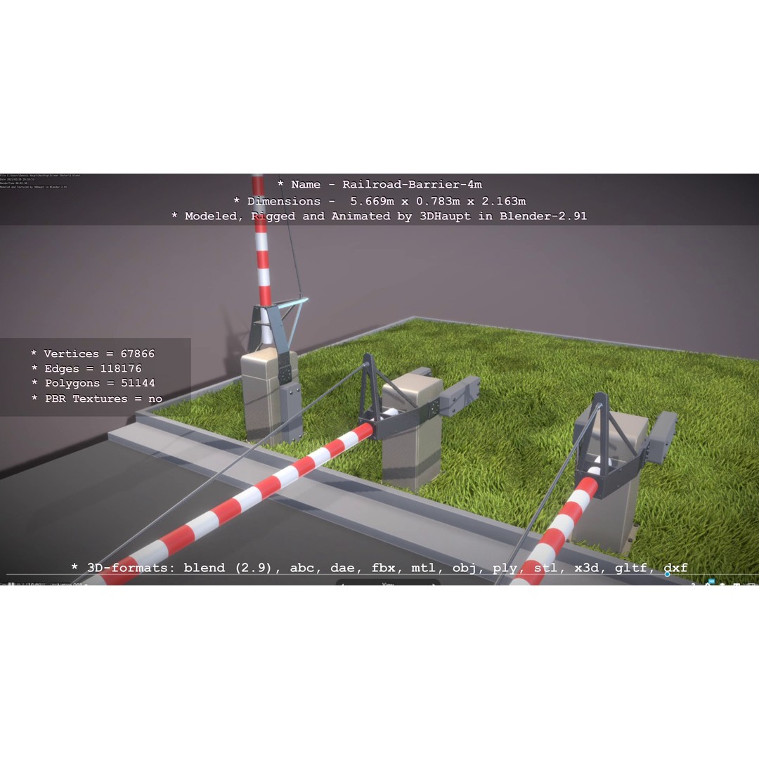 Railroad Barrier 3D Model – Animated High Poly, FBX, Game Asset - View 47