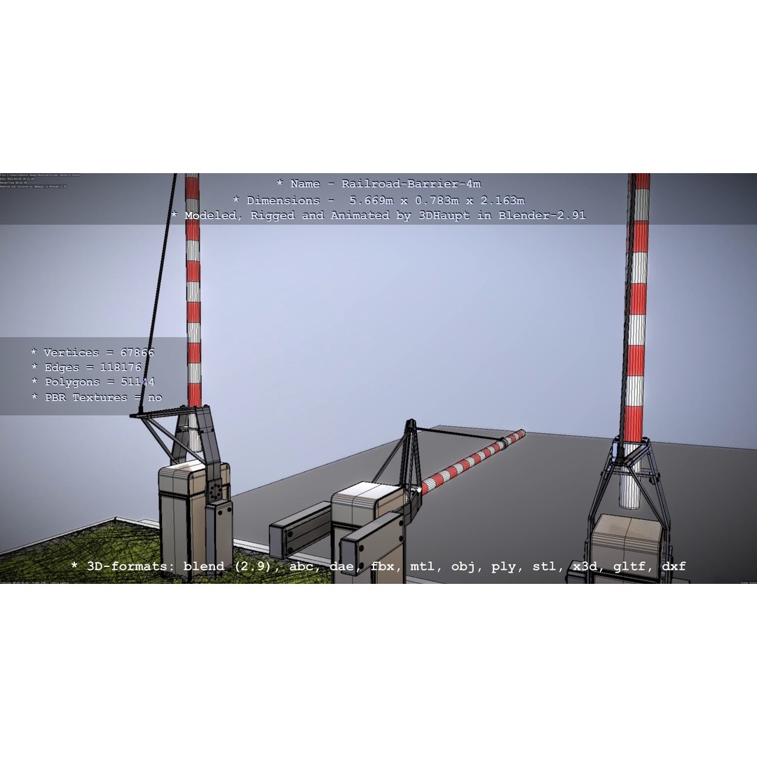 Railroad Barrier 3D Model – Animated High Poly, FBX, Game Asset - View 48