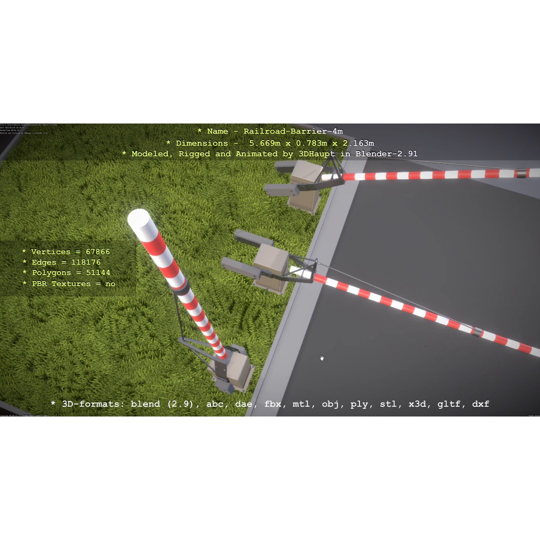 Railroad Barrier 3D Model – Animated High Poly, FBX, Game Asset - View 49