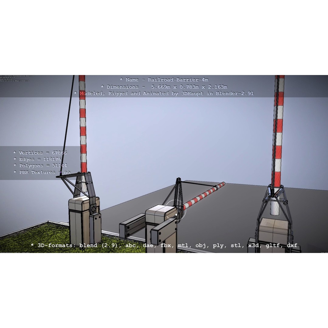 Railroad Barrier 3D Model – Animated High Poly, FBX, Game Asset - View 51