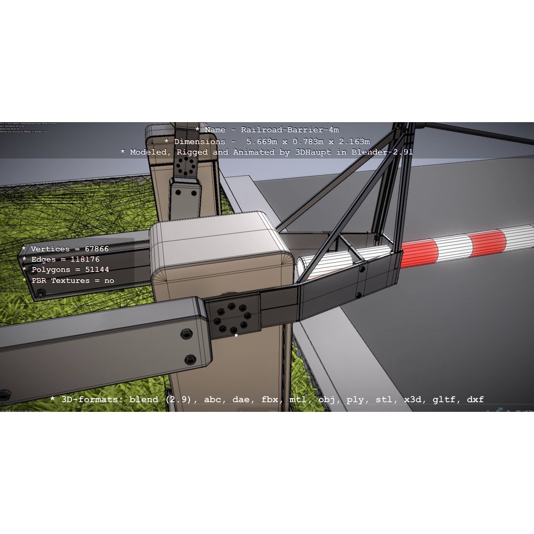 Railroad Barrier 3D Model – Animated High Poly, FBX, Game Asset - View 55