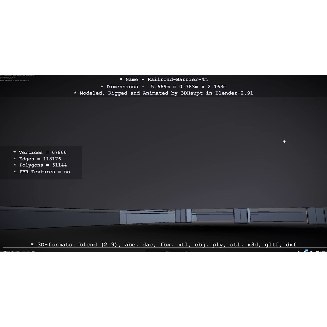 Railroad Barrier 3D Model – Animated High Poly, FBX, Game Asset - View 56