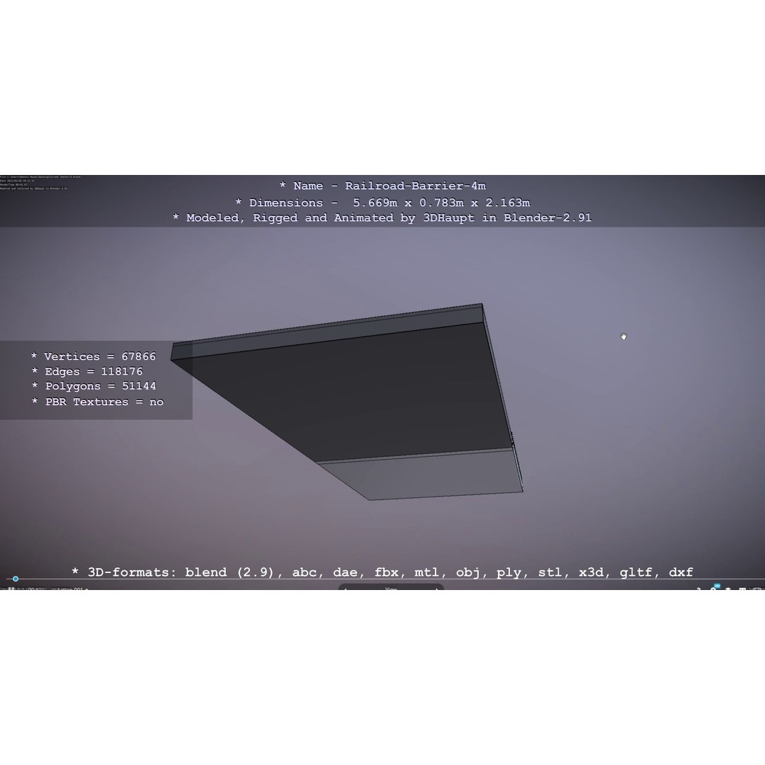Railroad Barrier 3D Model – Animated High Poly, FBX, Game Asset - View 57