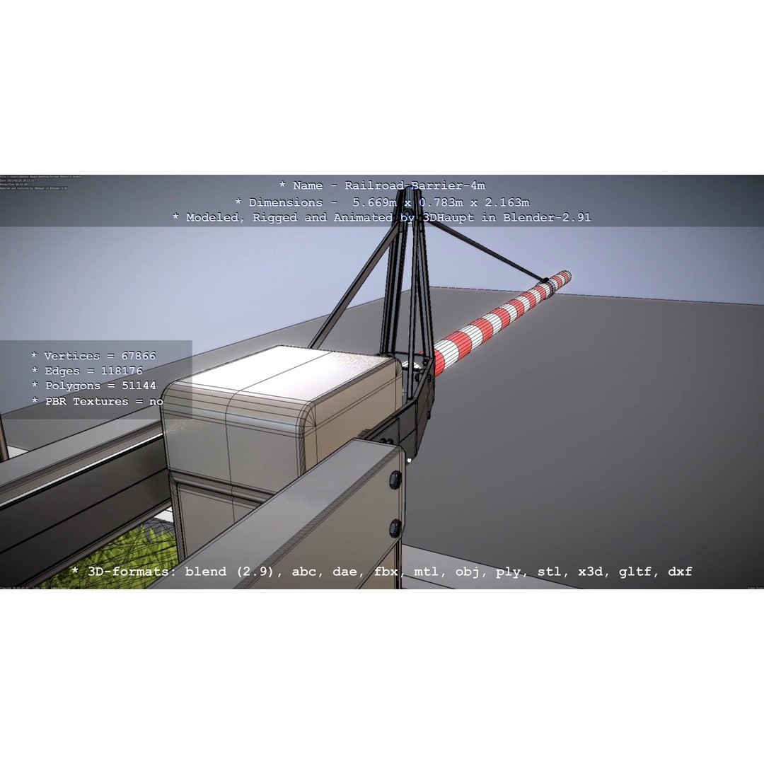 Railroad Barrier 3D Model – Animated High Poly, FBX, Game Asset - View 58
