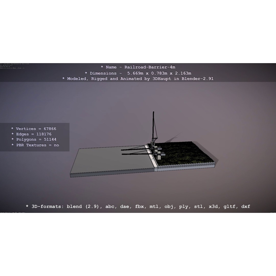 Railroad Barrier 3D Model – Animated High Poly, FBX, Game Asset - View 59