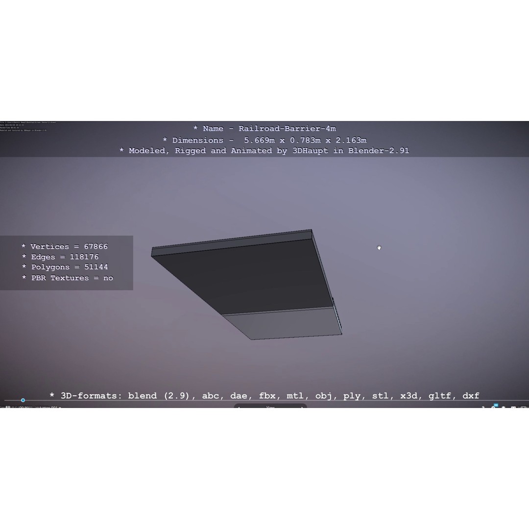 Railroad Barrier 3D Model – Animated High Poly, FBX, Game Asset - View 60