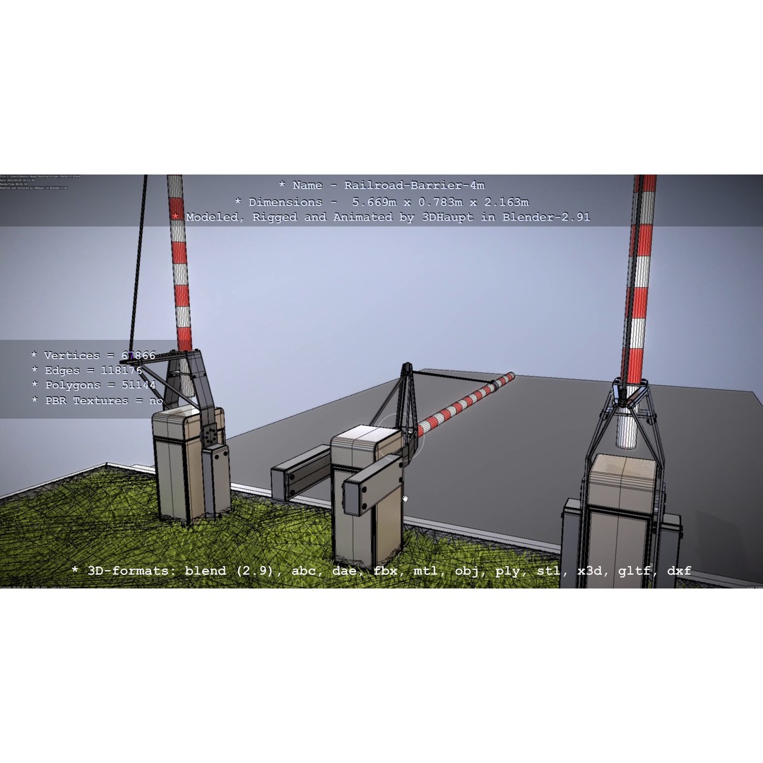 Railroad Barrier 3D Model – Animated High Poly, FBX, Game Asset - View 61