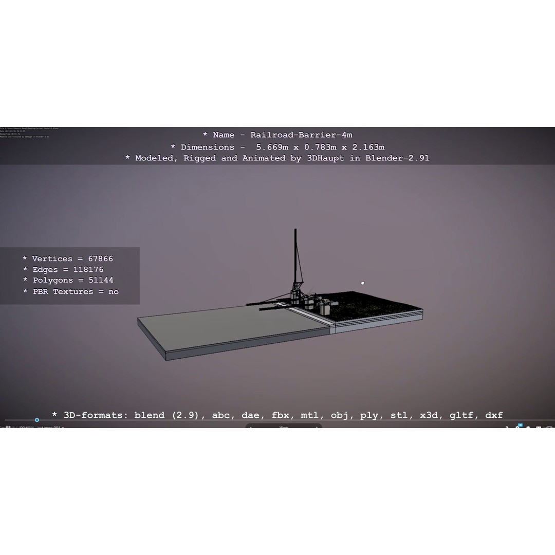 Railroad Barrier 3D Model – Animated High Poly, FBX, Game Asset - View 63