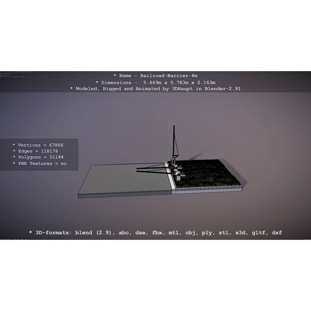 Railroad Barrier 3D Model – Animated High Poly, FBX, Game Asset - View 64