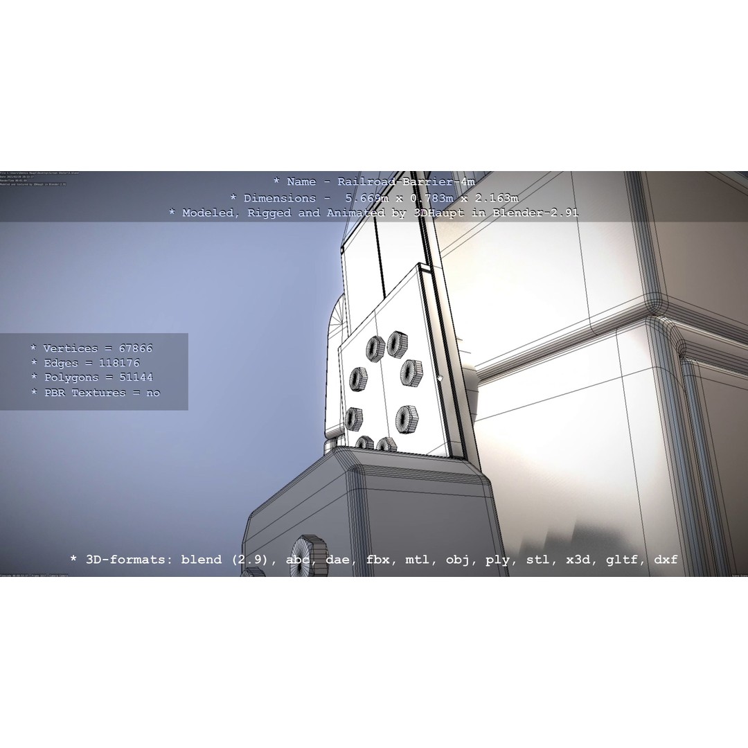 Railroad Barrier 3D Model – Animated High Poly, FBX, Game Asset - View 66