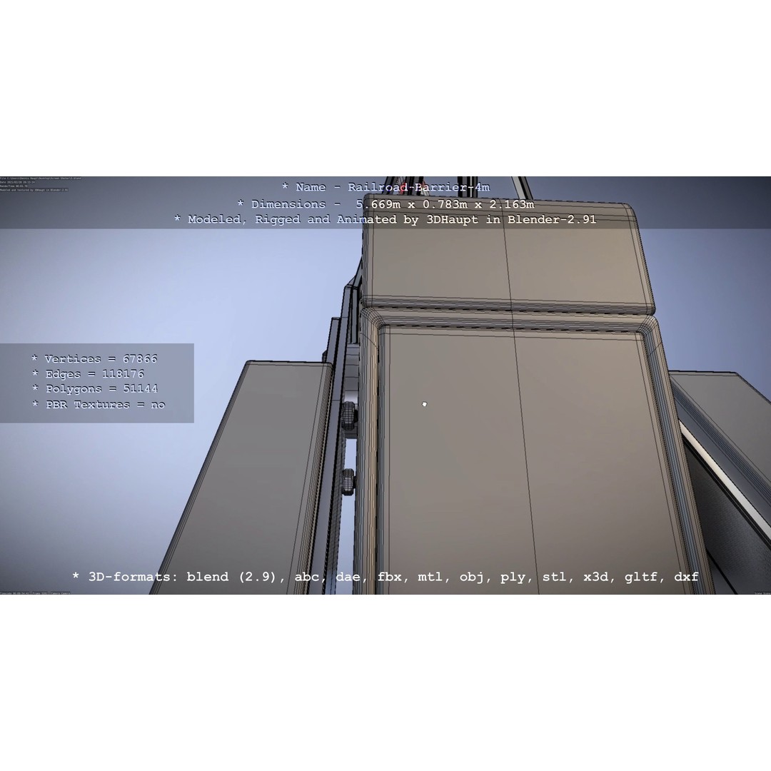Railroad Barrier 3D Model – Animated High Poly, FBX, Game Asset - View 67