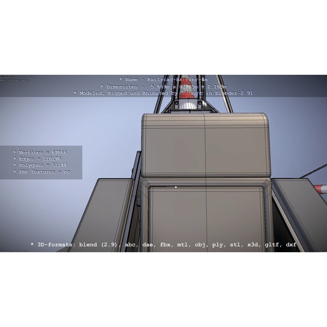 Railroad Barrier 3D Model – Animated High Poly, FBX, Game Asset - View 69