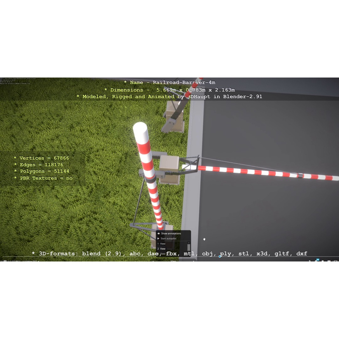 Railroad Barrier 3D Model – Animated High Poly, FBX, Game Asset - View 7