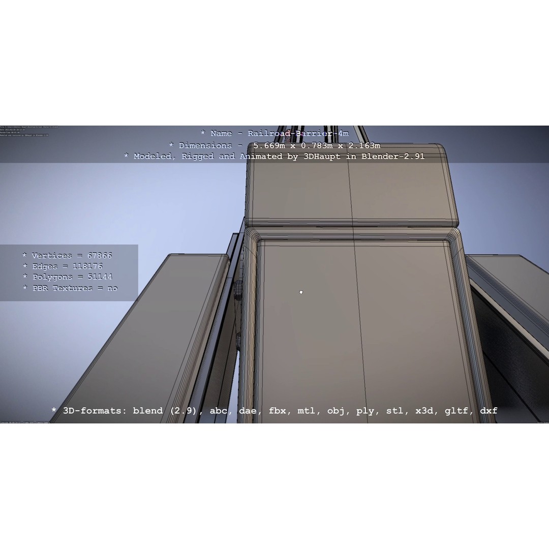 Railroad Barrier 3D Model – Animated High Poly, FBX, Game Asset - View 70