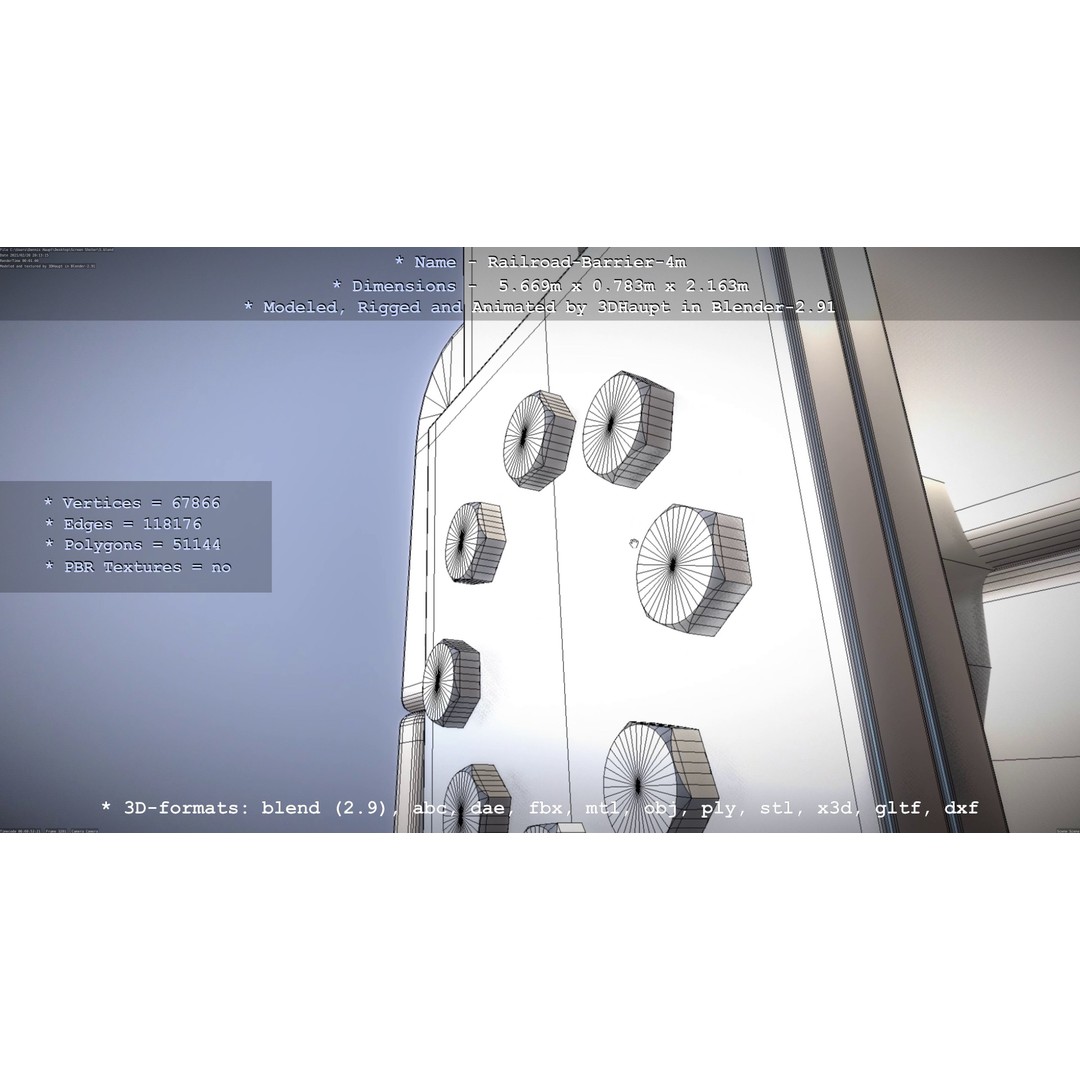 Railroad Barrier 3D Model – Animated High Poly, FBX, Game Asset - View 71