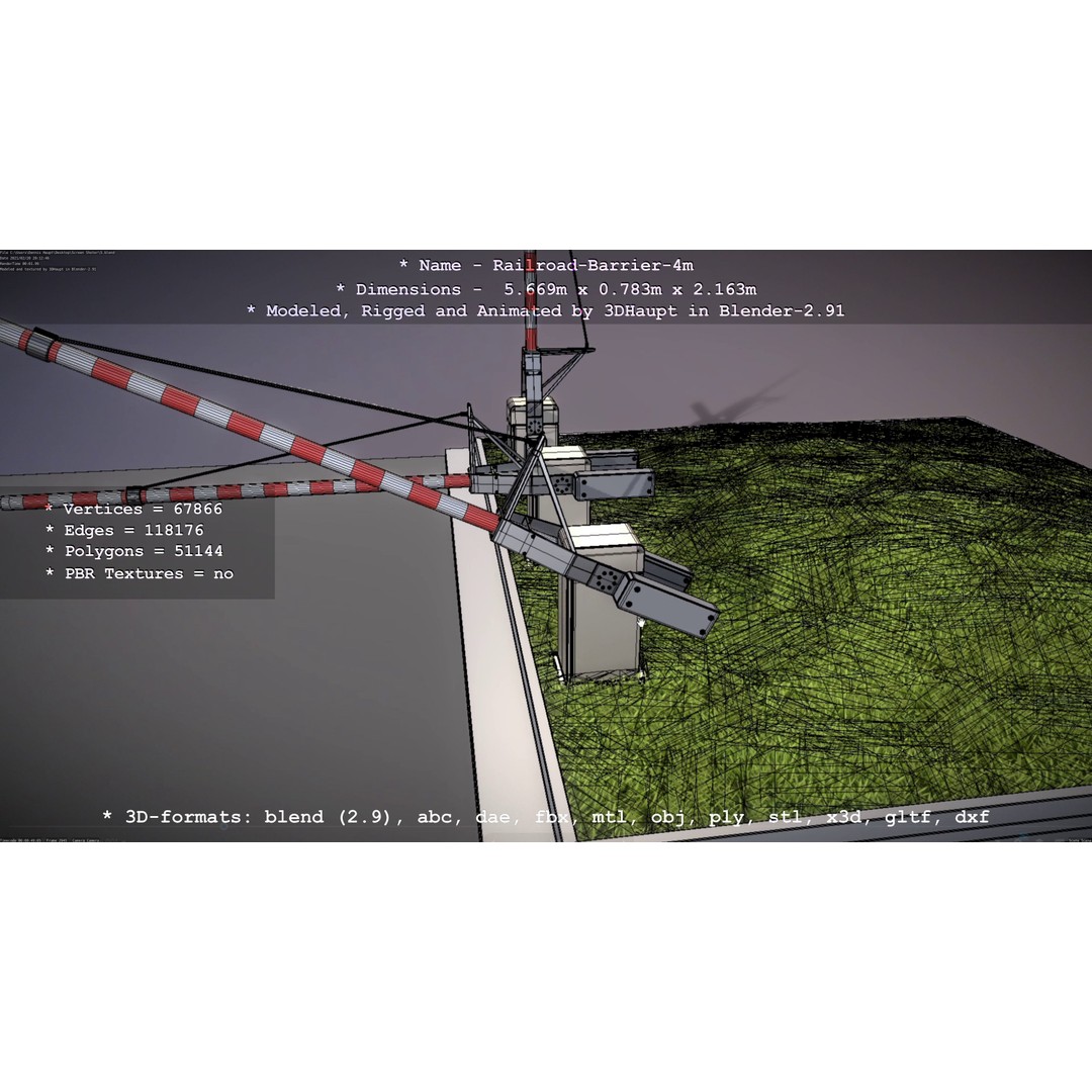 Railroad Barrier 3D Model – Animated High Poly, FBX, Game Asset - View 74