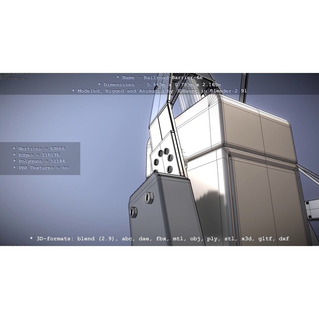 Railroad Barrier 3D Model – Animated High Poly, FBX, Game Asset - View 75