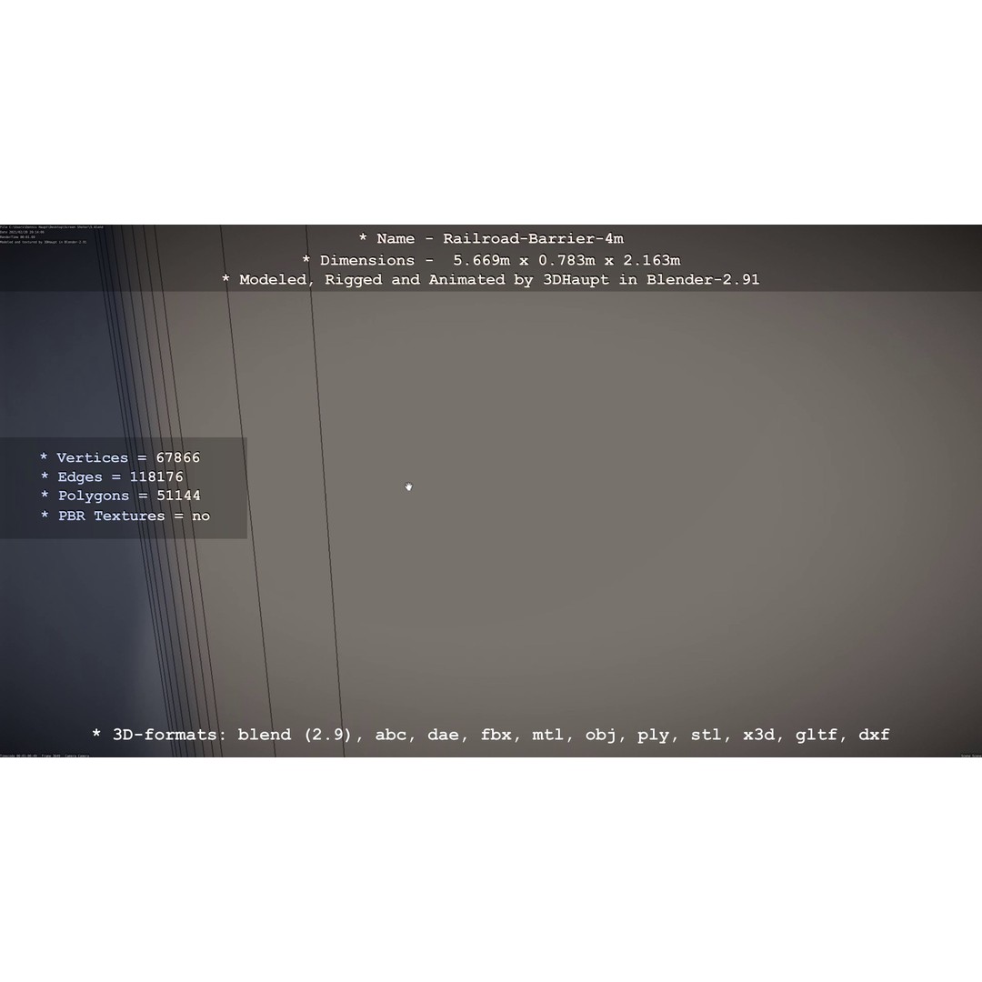 Railroad Barrier 3D Model – Animated High Poly, FBX, Game Asset - View 76