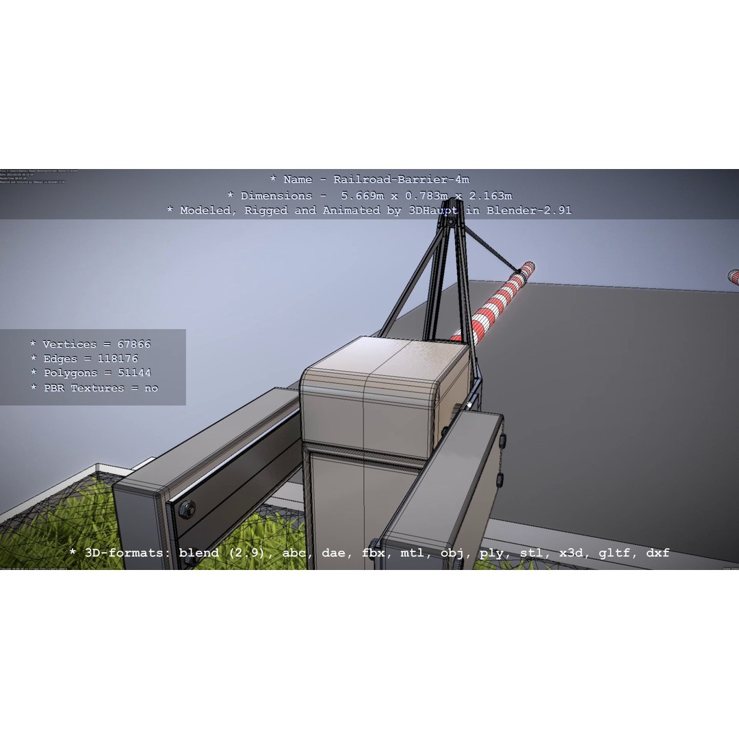 Railroad Barrier 3D Model – Animated High Poly, FBX, Game Asset - View 77