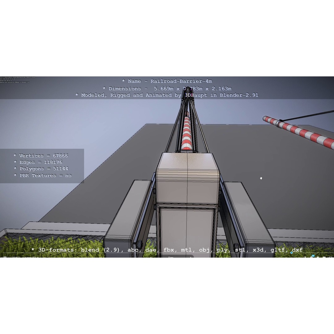 Railroad Barrier 3D Model – Animated High Poly, FBX, Game Asset - View 78