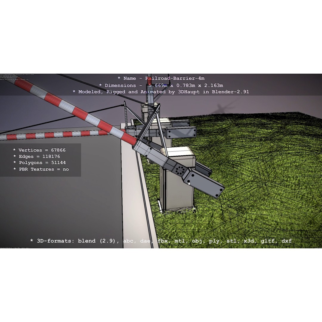 Railroad Barrier 3D Model – Animated High Poly, FBX, Game Asset - View 79