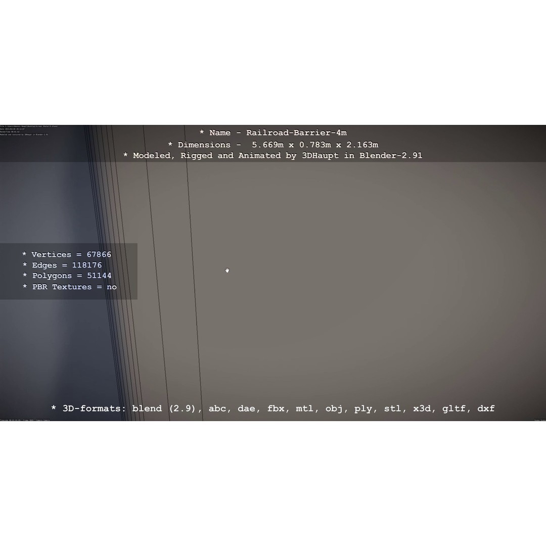 Railroad Barrier 3D Model – Animated High Poly, FBX, Game Asset - View 80