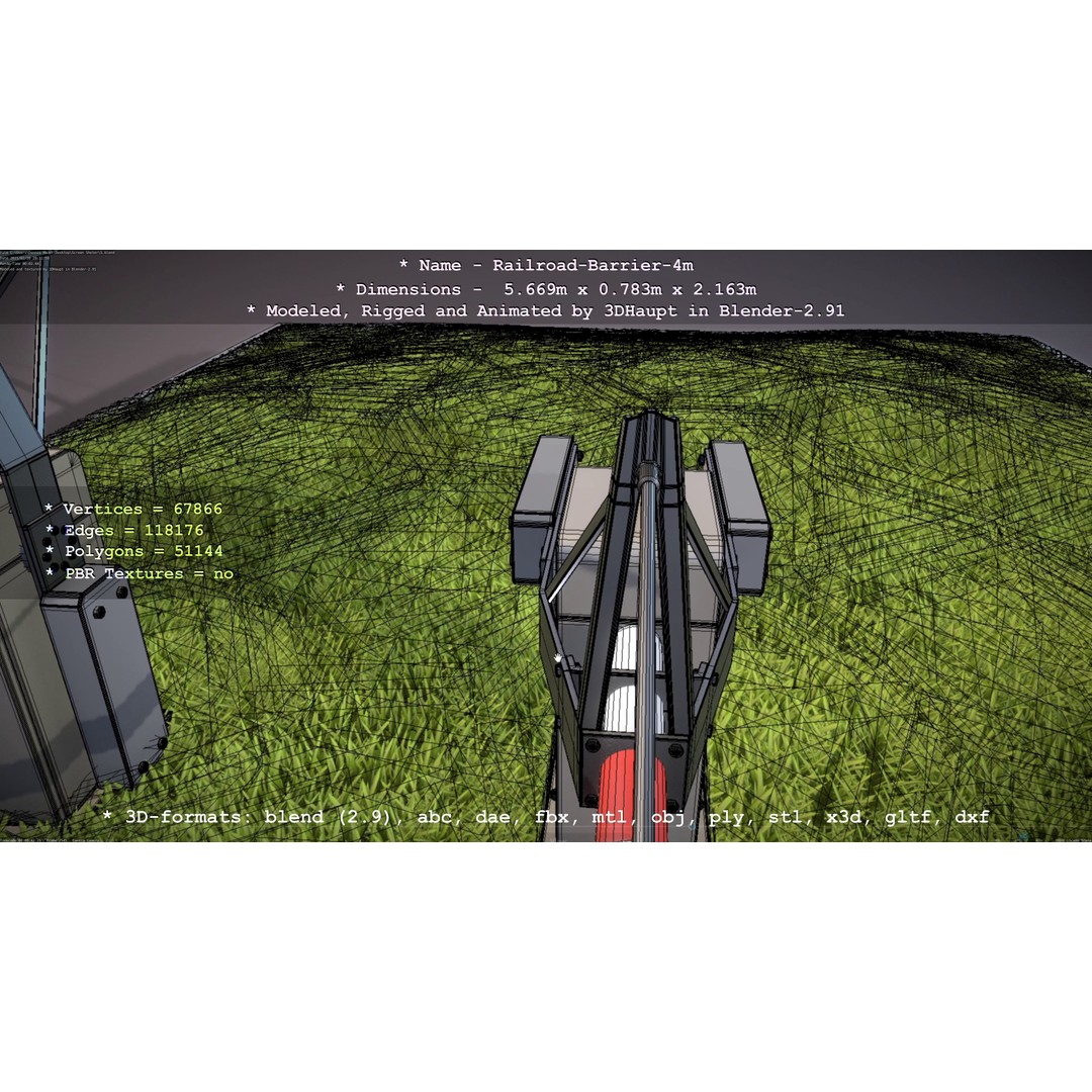 Railroad Barrier 3D Model – Animated High Poly, FBX, Game Asset - View 81