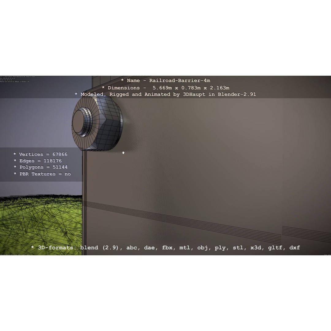 Railroad Barrier 3D Model – Animated High Poly, FBX, Game Asset - View 82
