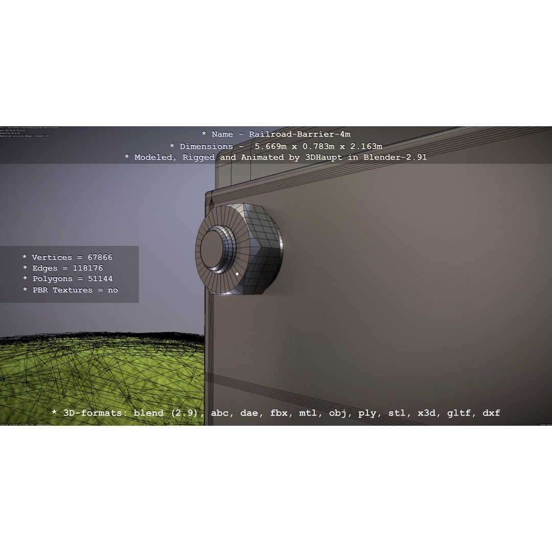 Railroad Barrier 3D Model – Animated High Poly, FBX, Game Asset - View 83