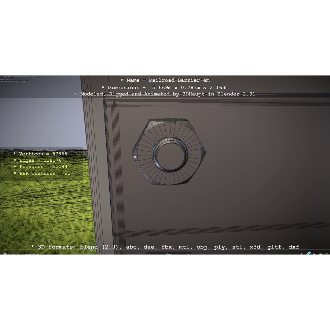 Railroad Barrier 3D Model – Animated High Poly, FBX, Game Asset - View 84