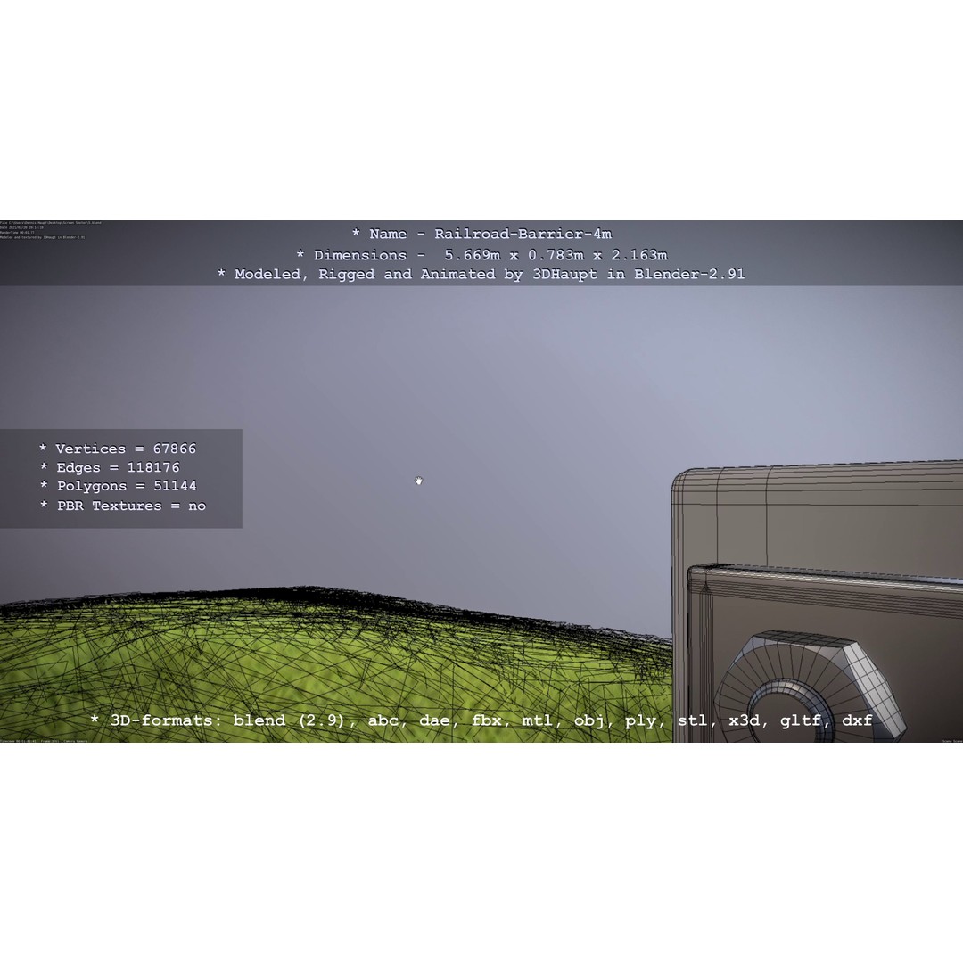 Railroad Barrier 3D Model – Animated High Poly, FBX, Game Asset - View 85