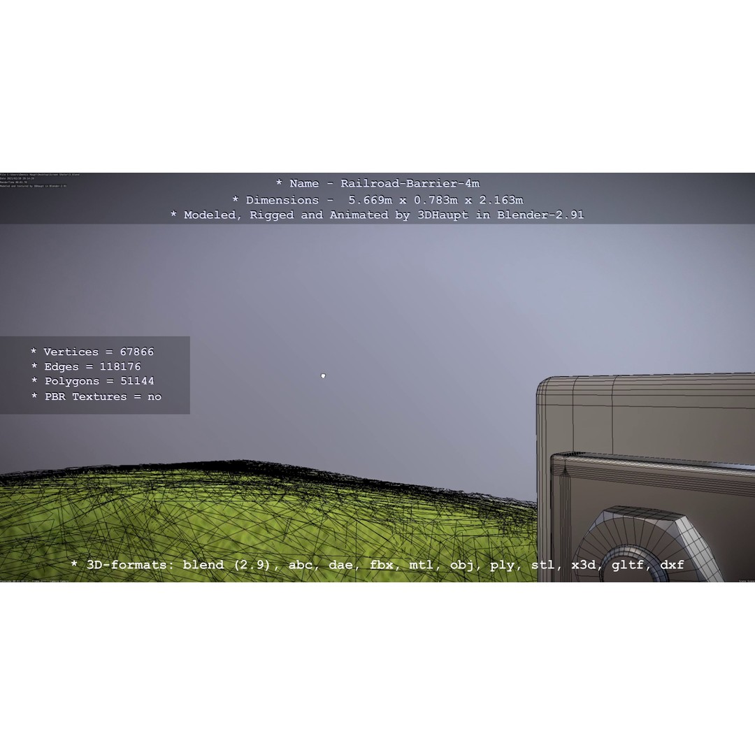 Railroad Barrier 3D Model – Animated High Poly, FBX, Game Asset - View 86