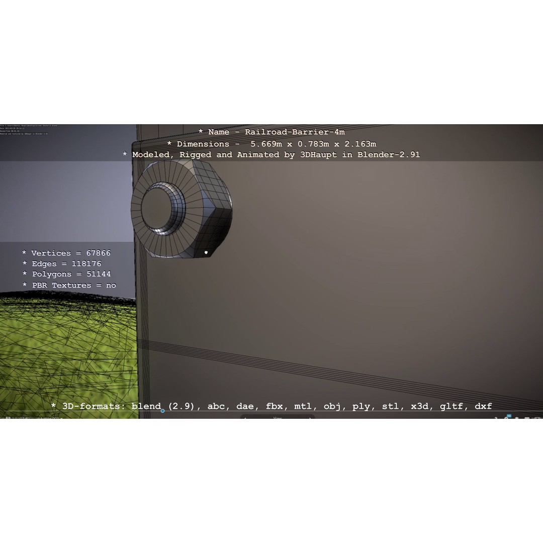 Railroad Barrier 3D Model – Animated High Poly, FBX, Game Asset - View 87