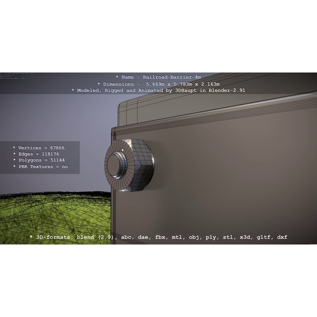Railroad Barrier 3D Model – Animated High Poly, FBX, Game Asset - View 88