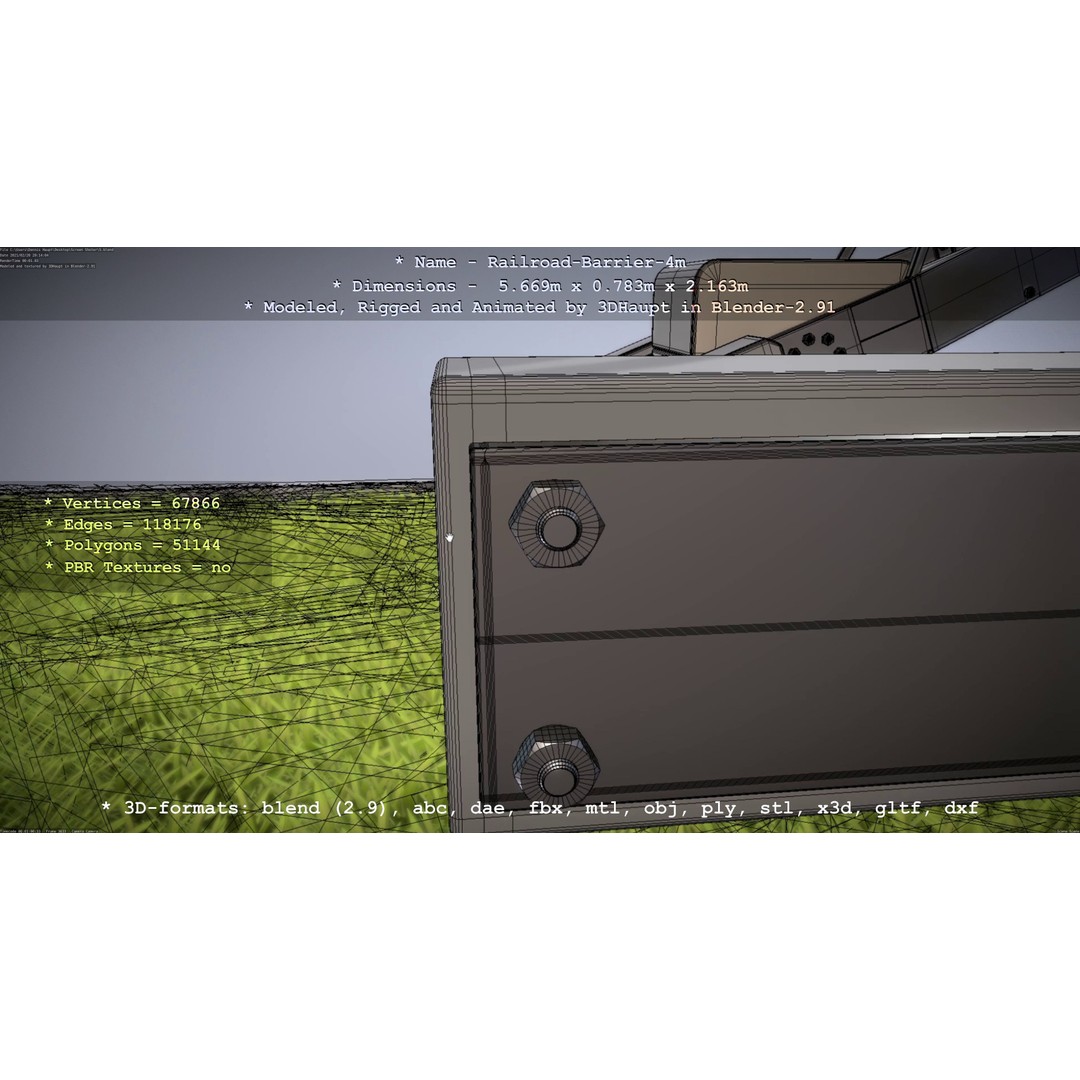 Railroad Barrier 3D Model – Animated High Poly, FBX, Game Asset - View 89
