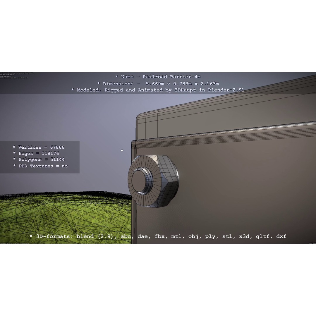 Railroad Barrier 3D Model – Animated High Poly, FBX, Game Asset - View 90