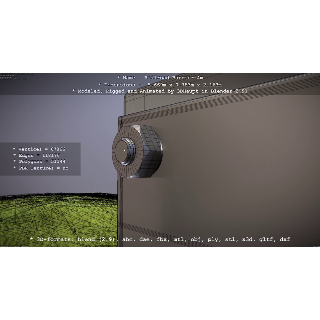 Railroad Barrier 3D Model – Animated High Poly, FBX, Game Asset - View 91