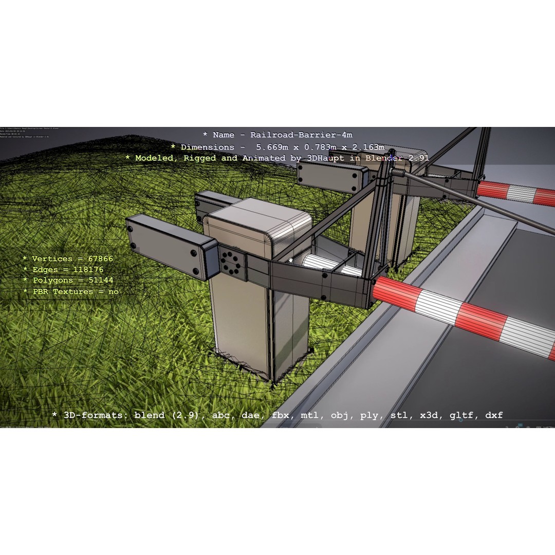 Railroad Barrier 3D Model – Animated High Poly, FBX, Game Asset - View 92