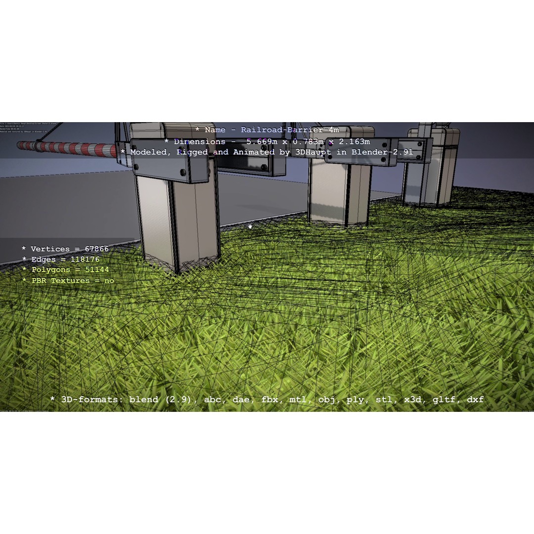 Railroad Barrier 3D Model – Animated High Poly, FBX, Game Asset - View 97