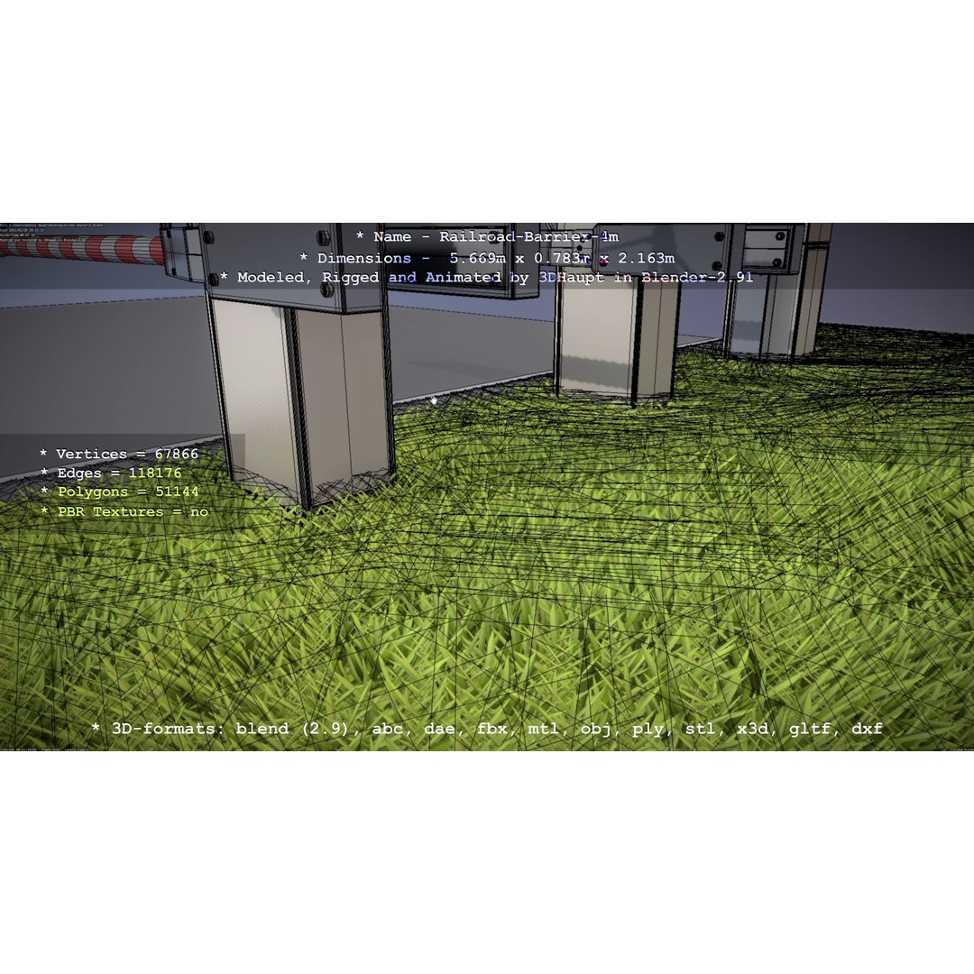 Railroad Barrier 3D Model – Animated High Poly, FBX, Game Asset - View 98