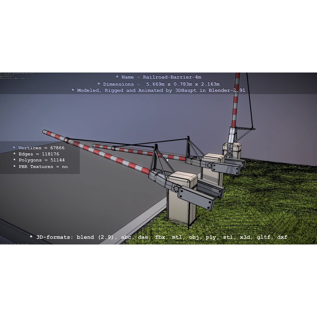 Railroad Barrier 3D Model – Animated High Poly, FBX, Game Asset - View 99