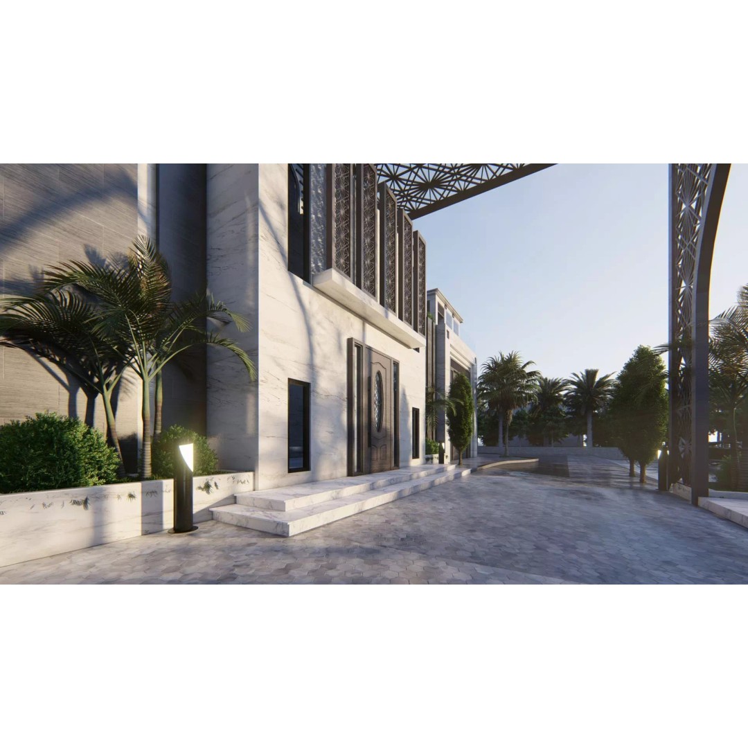 Solitaire Villa 3D Model – Luxurious Exterior Design, FBX
