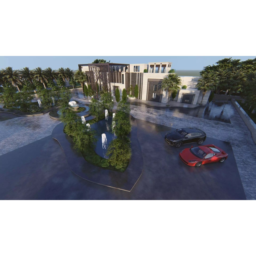 Solitaire Villa 3D Model – Luxurious Exterior Design, FBX - View 11