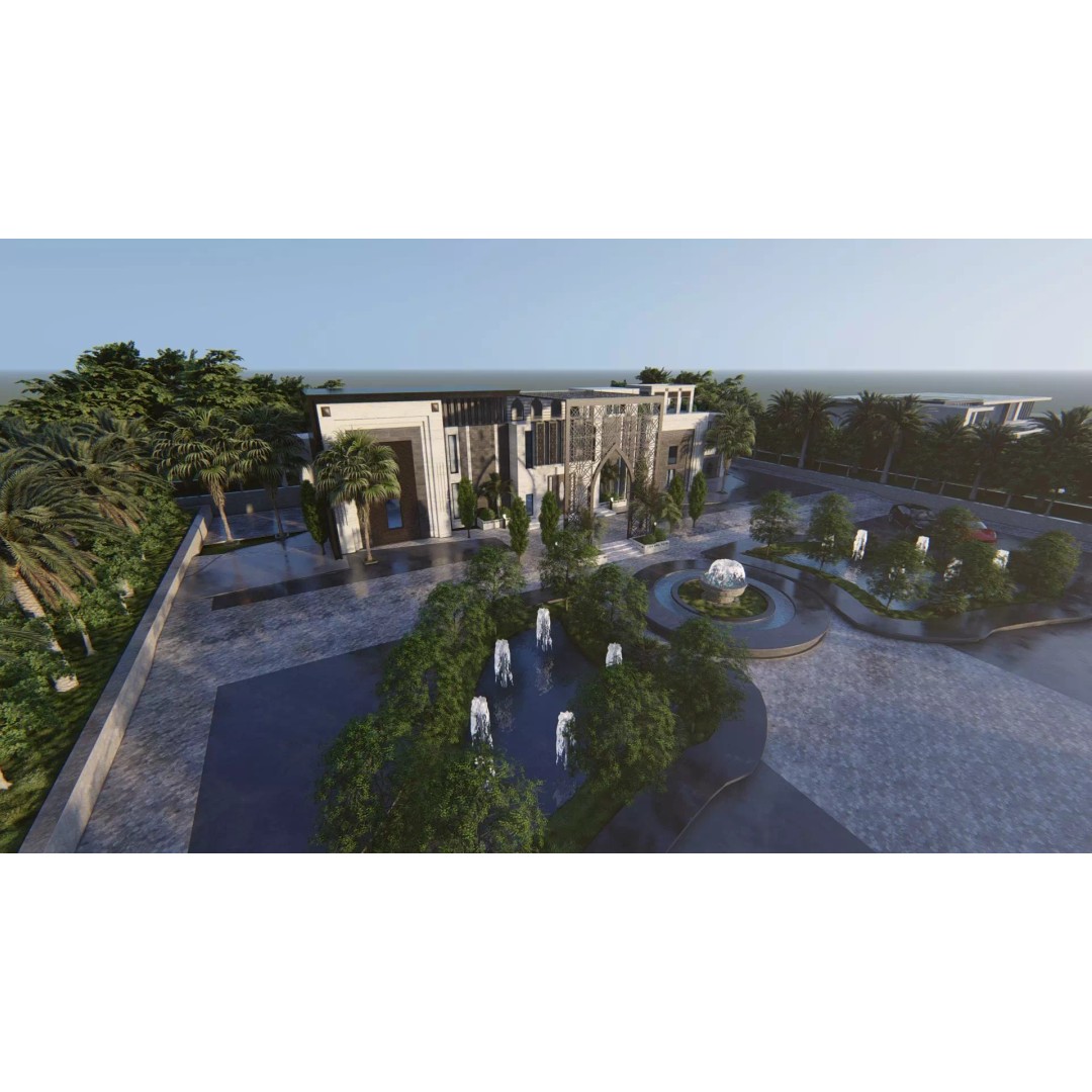 Solitaire Villa 3D Model – Luxurious Exterior Design, FBX - View 13