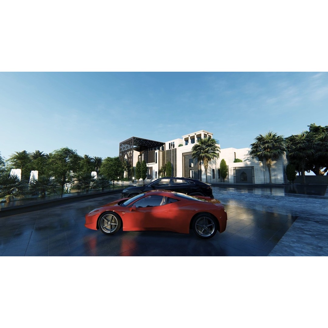 Solitaire Villa 3D Model – Luxurious Exterior Design, FBX - View 3