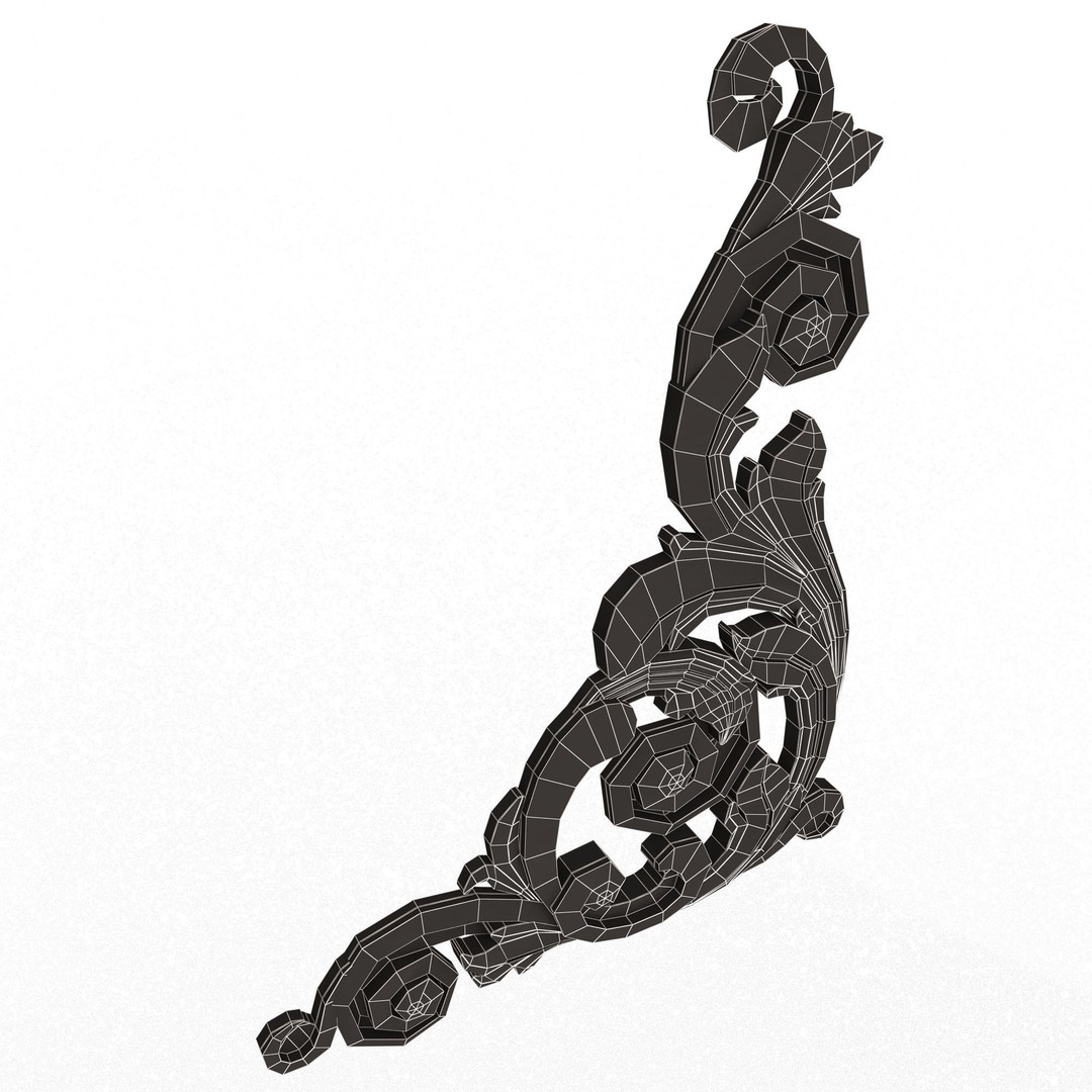 Corner Carved Plaster Molding Decoration 3D Model – Low Poly Architectural Ornament, FBX, Blender - View 15
