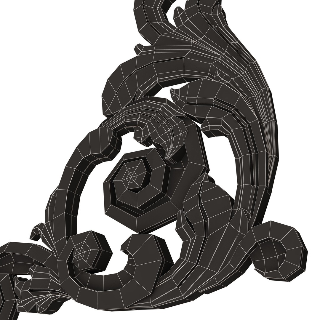 Corner Carved Plaster Molding Decoration 3D Model – Low Poly Architectural Ornament, FBX, Blender - View 18