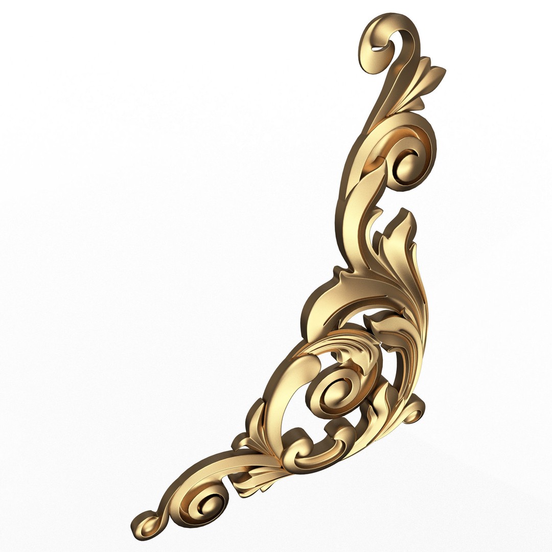 Corner Carved Plaster Molding Decoration 3D Model – Low Poly Architectural Ornament, FBX, Blender - View 3