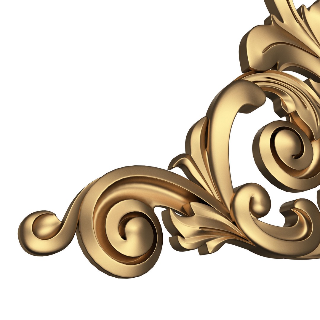 Corner Carved Plaster Molding Decoration 3D Model – Low Poly Architectural Ornament, FBX, Blender - View 5