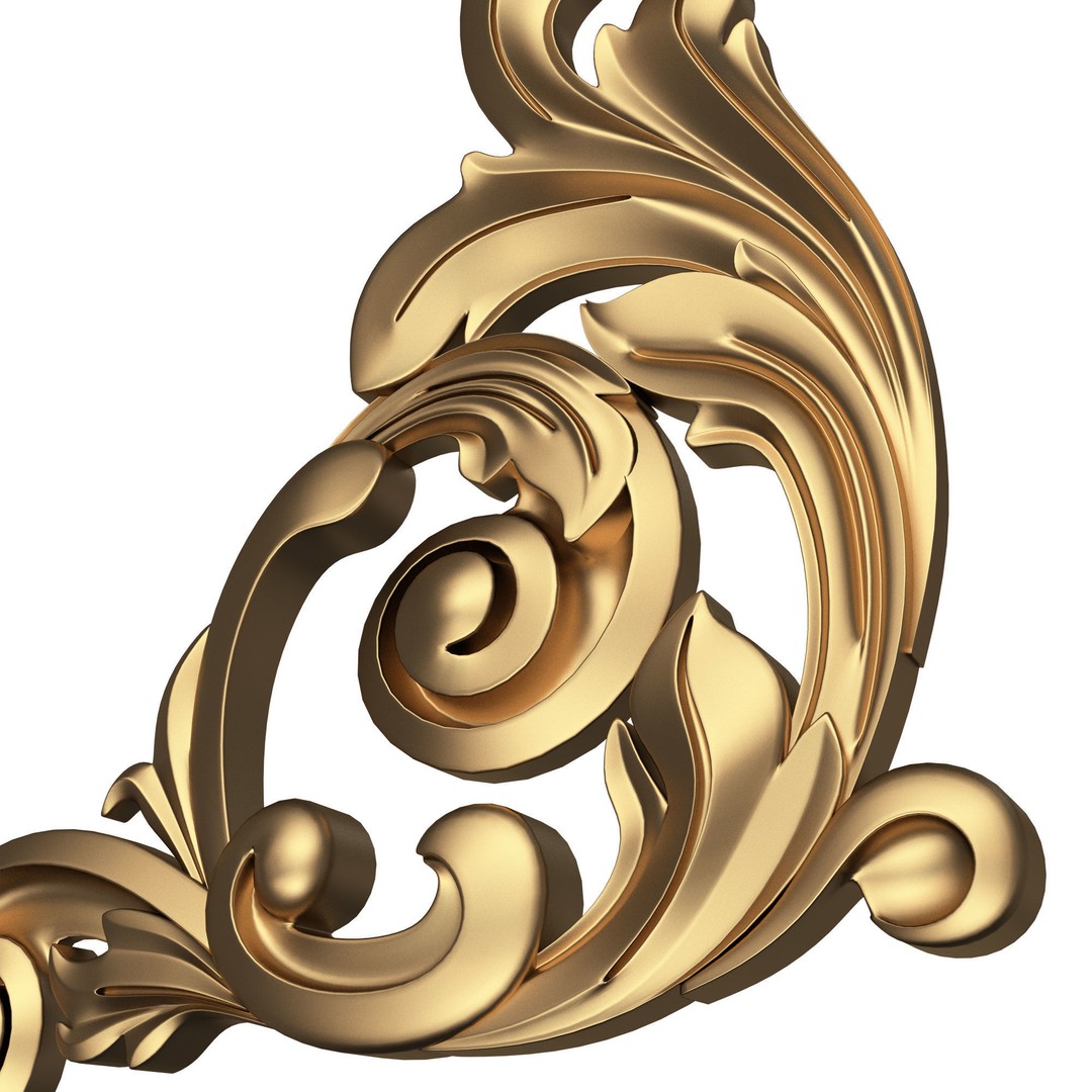 Corner Carved Plaster Molding Decoration 3D Model – Low Poly Architectural Ornament, FBX, Blender - View 6